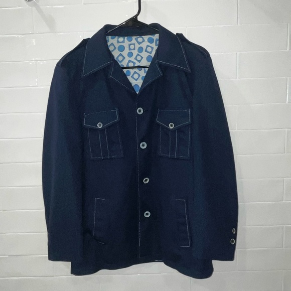 70’s Vintage Leisure Suit Style Jacket Groovy Lining Original Shirt Jacket Disco - Picture 2 of 10